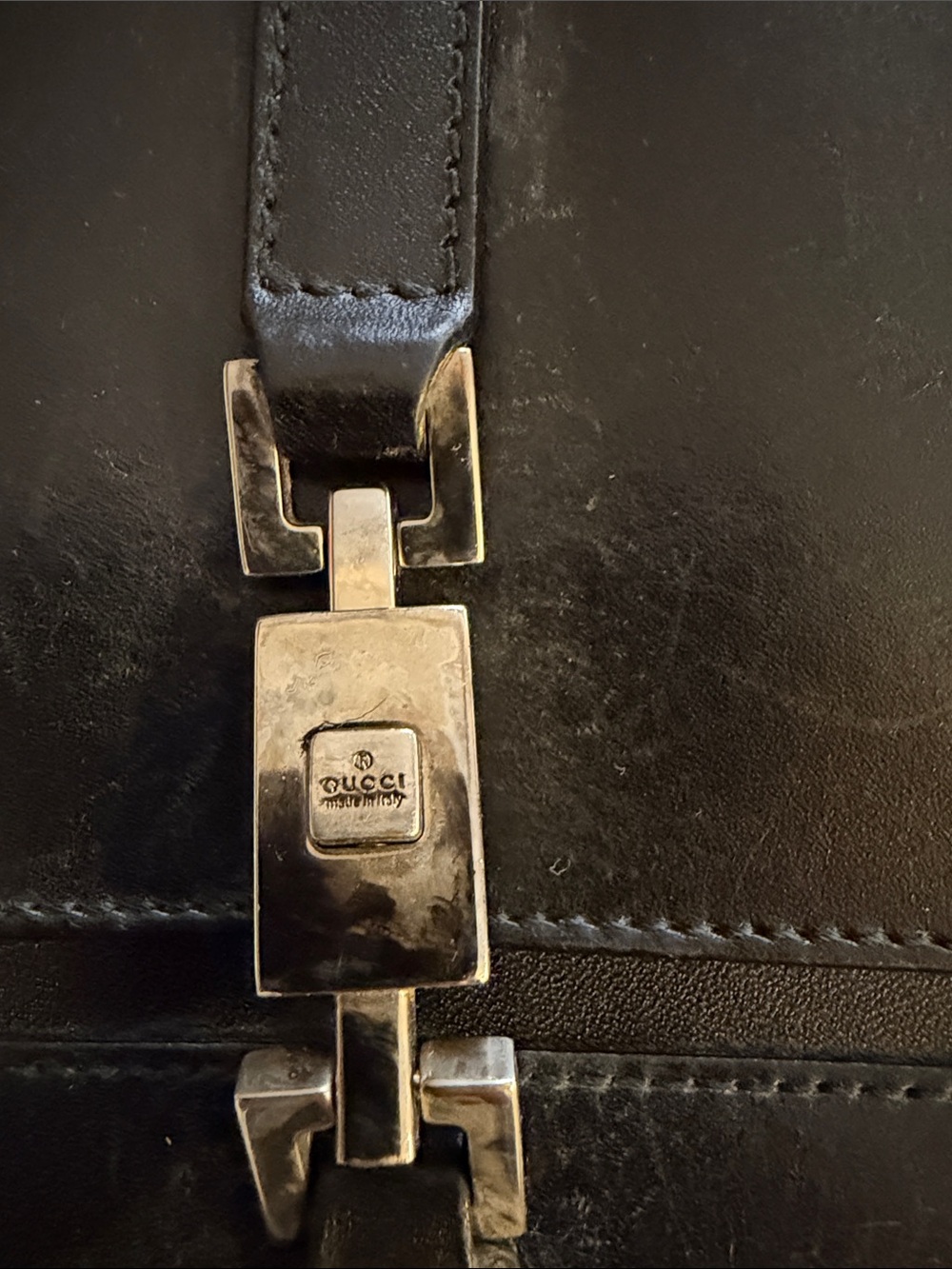 Gucci vintage Black Leather Shoulder Bag with silver-Tone Hardware - Picture 2 of 3